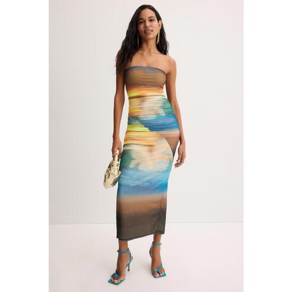 AFRM Dresses & Skirts - AFRM Multicolored Marlo Maxi Dress Size L/G with Fabric Pull ex-RTR